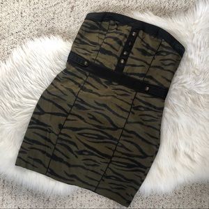 H&M Green Tiger Military Mini Dress L 12